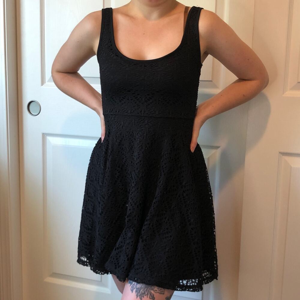 Aeropostale Black Lace Mini Fit and Flare Sleeveless Dress Womens SZ Small